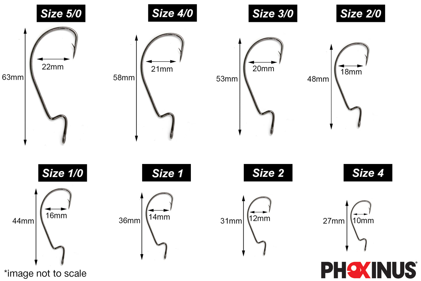 Phoxinus EWG Offset Worm Hooks - Weedless Fishing Hooks