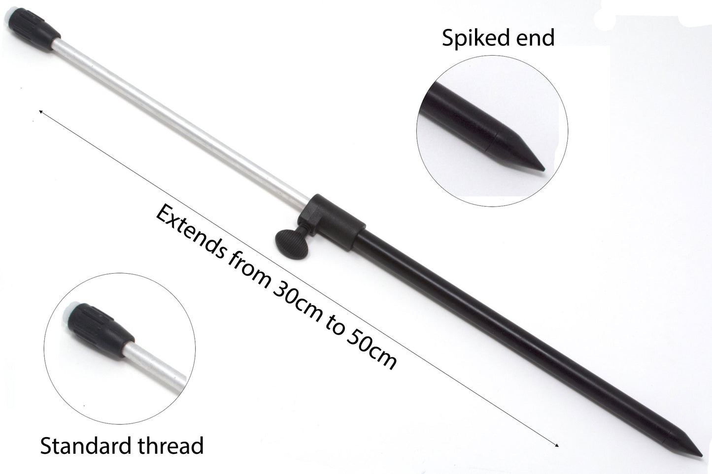 Phoxinus Mini Buzz Bars AND Bank Sticks AND Adjustable Anodised Aluminium Butt Rest in Black x 2
