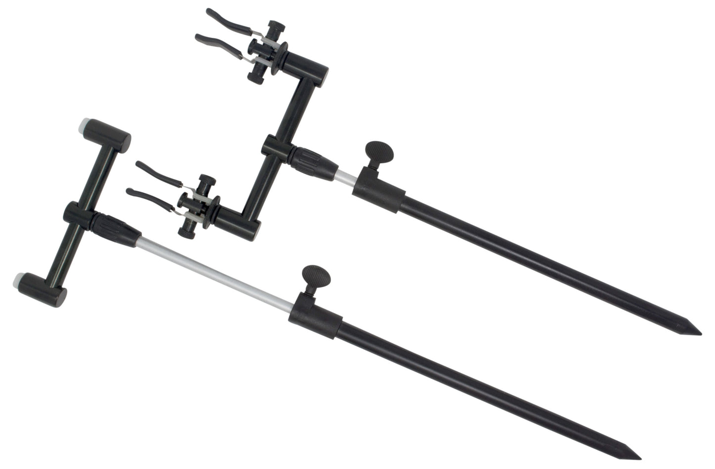 Phoxinus Mini Buzz Bars AND Bank Sticks AND Adjustable Anodised Aluminium Butt Rest in Black x 2