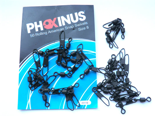 50 Size 8 American Rolling Snap Swivels