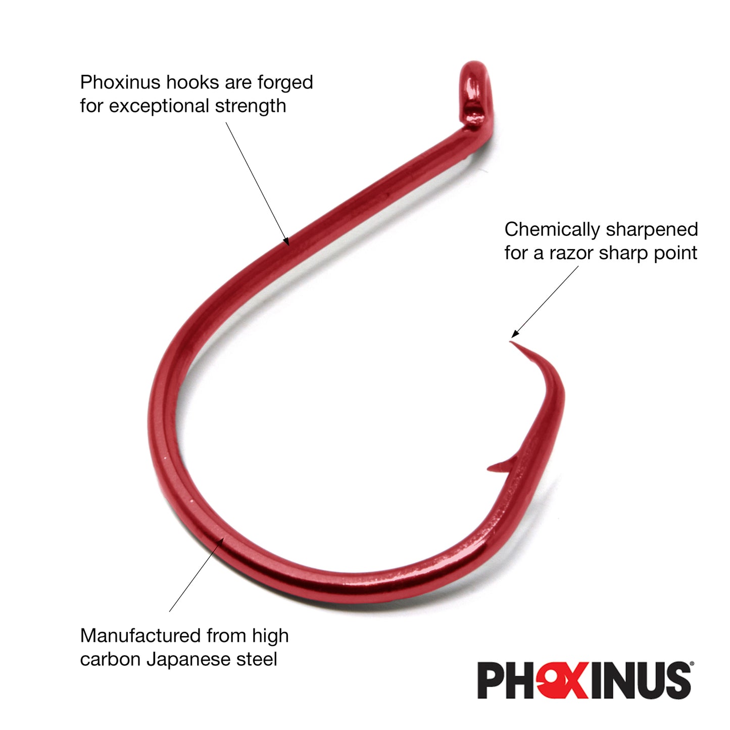 Blood Red Circle Hooks - Freshwater/Sea fishing hooks - For Predator Fish like Pike and Bass