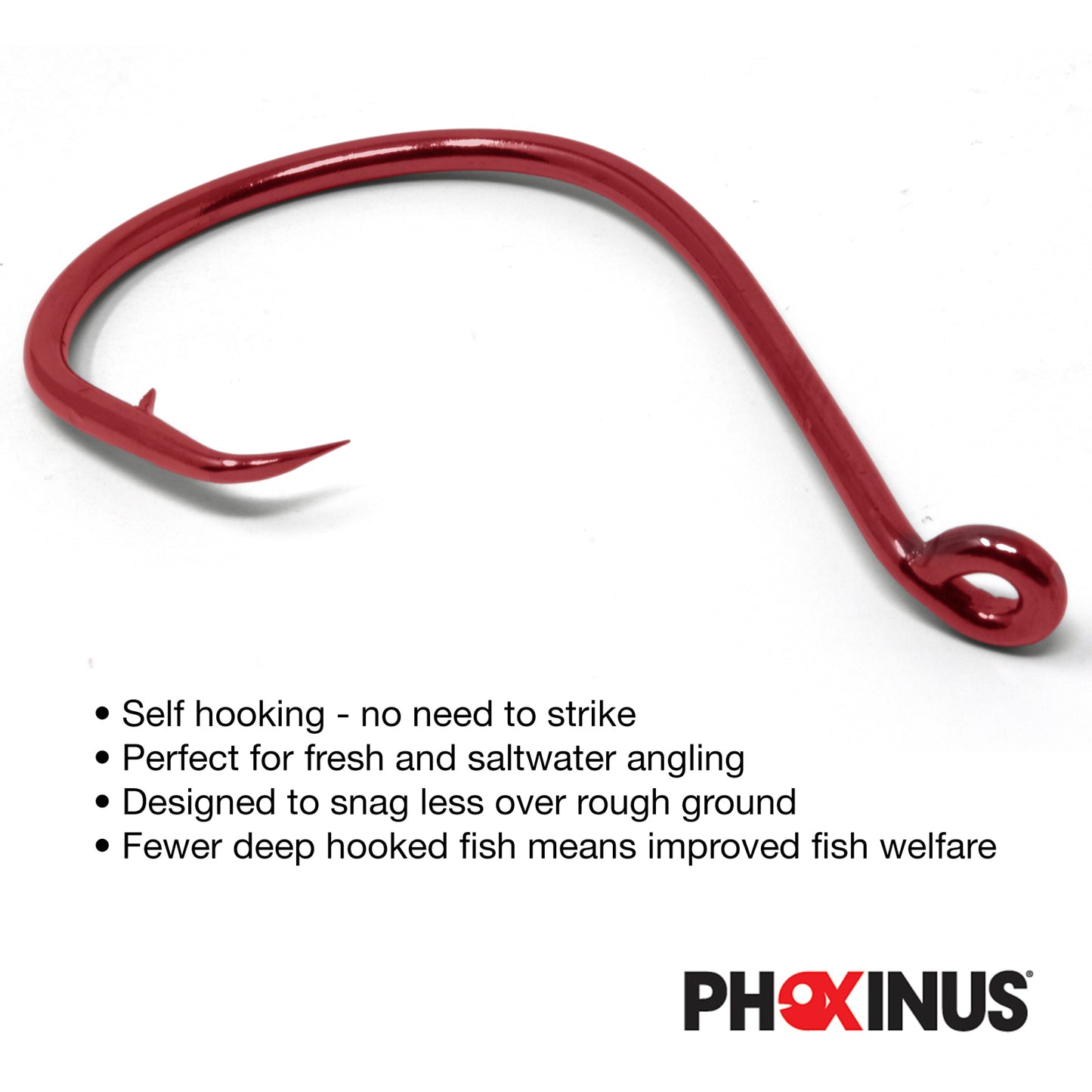 Blood Red Circle Hooks - Freshwater/Sea fishing hooks - For Predator Fish like Pike and Bass